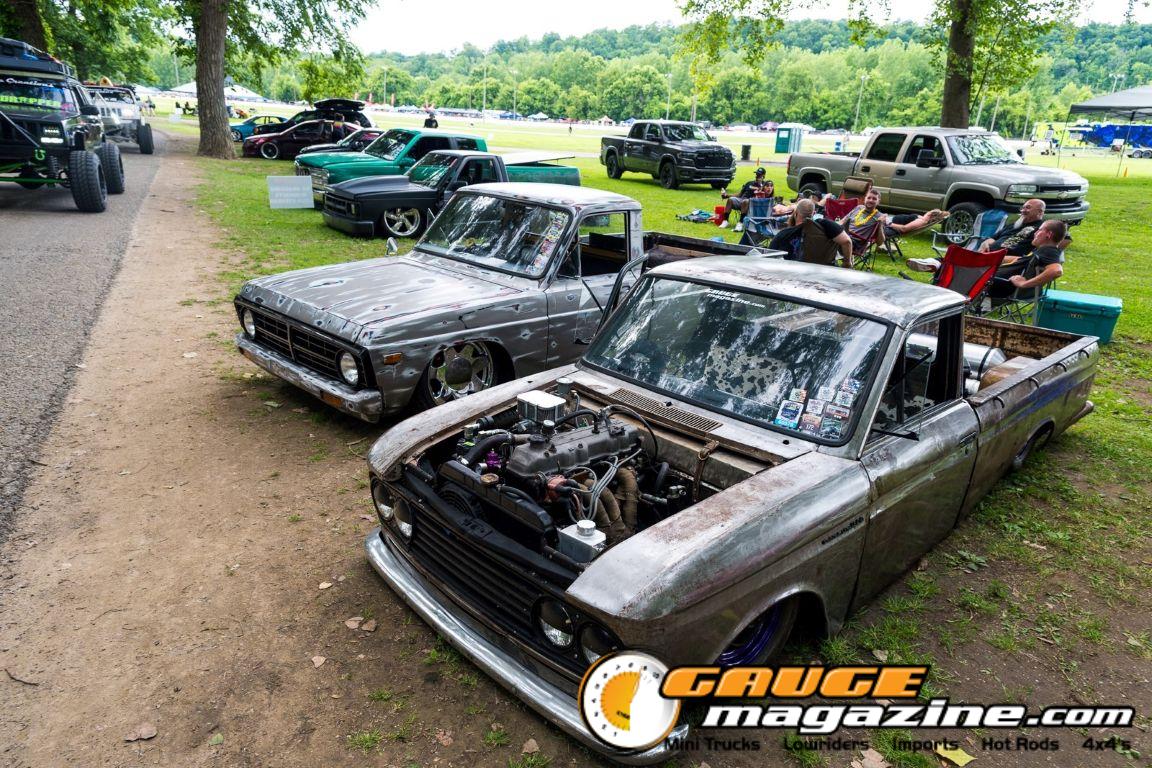 Custom trucks on display during Slamology 2026 Trucks