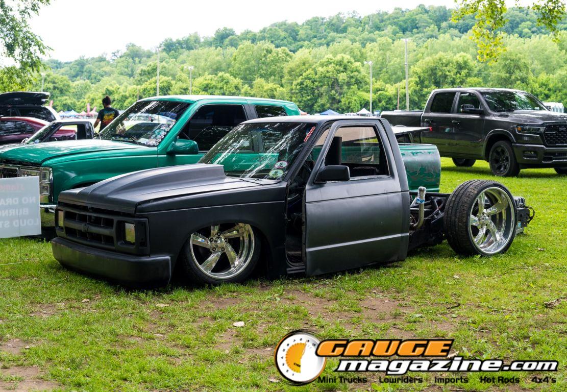 Custom trucks on display during Slamology 2026 Trucks