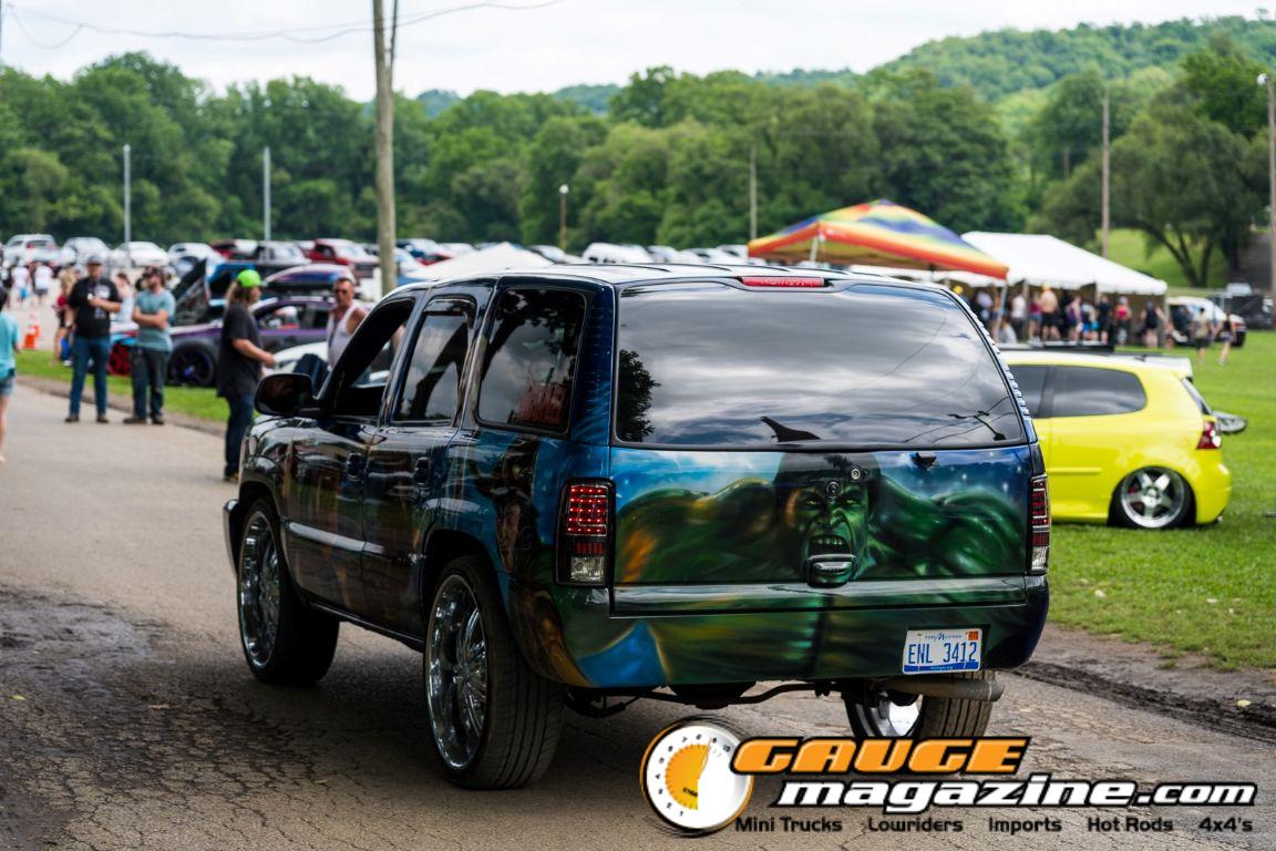 Custom trucks on display during Slamology 2026 Trucks