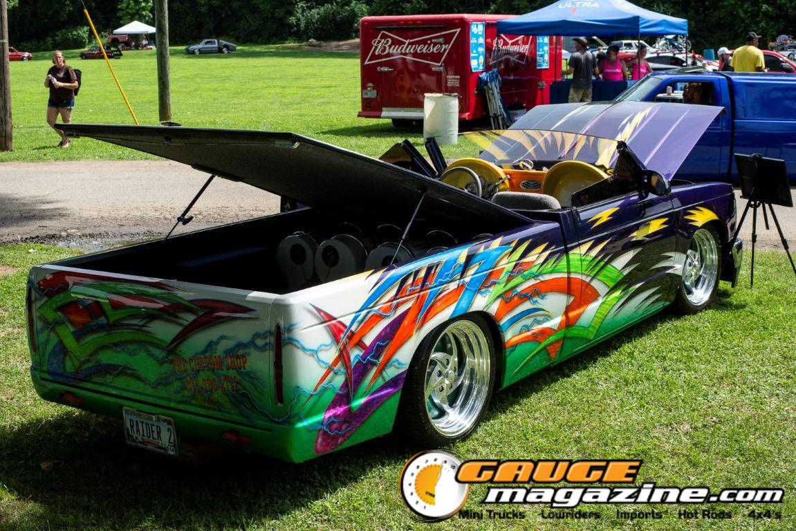 Custom trucks on display during Slamology 2026 Trucks